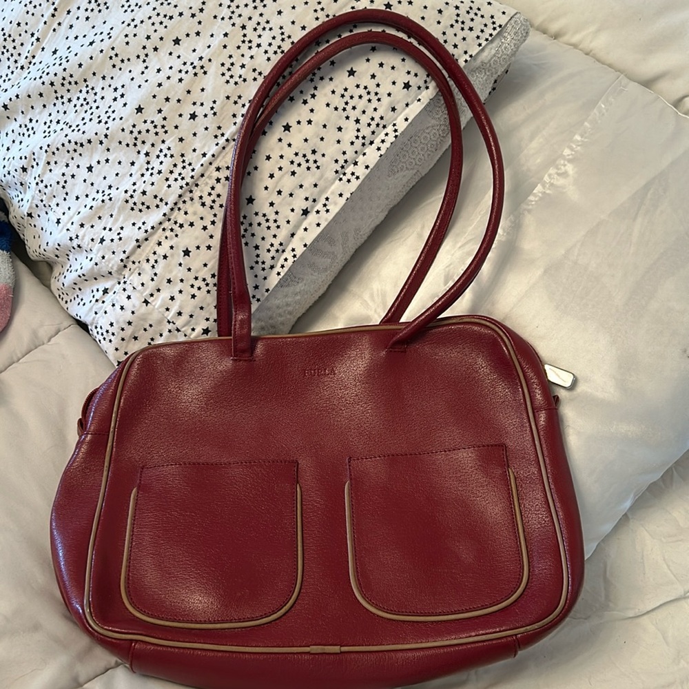 EUC vintage Furla red leather bag